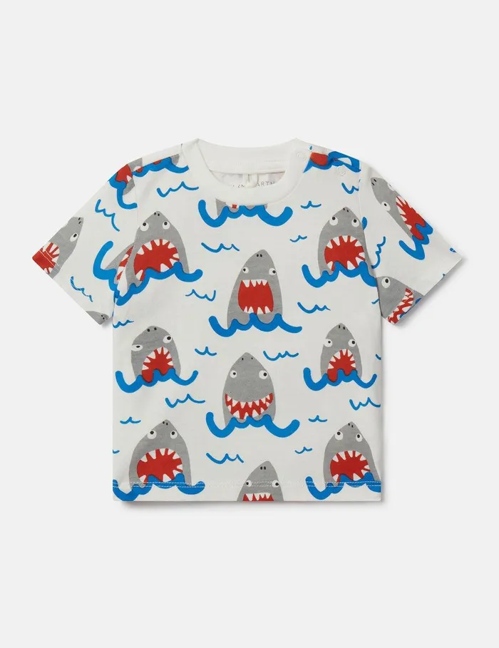 Stella McCartney TShirts And Sweatshirt Kids Shark Print TShirt Ivory