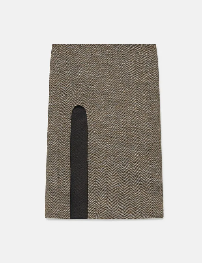 Stella McCartney Tailoring Women SideSlit Tweed Skirt Beige Tweed