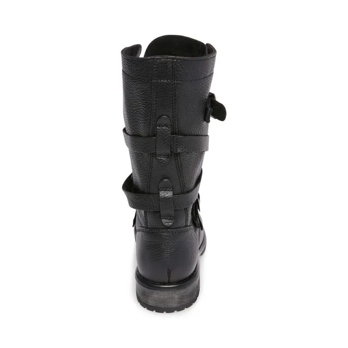 Steve Madden Banddit Black Leather Womens Boots