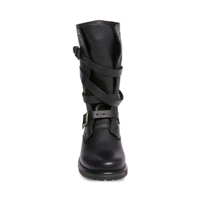 Steve Madden Banddit Black Leather Womens Boots