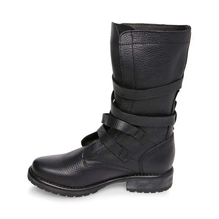 Steve Madden Banddit Black Leather Womens Boots