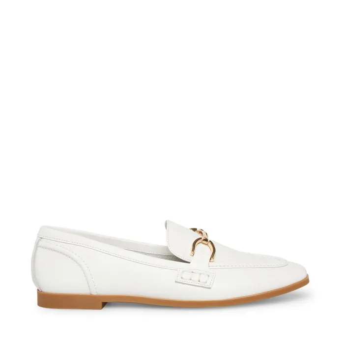 Steve Madden Carrine White Leather Womens Flats