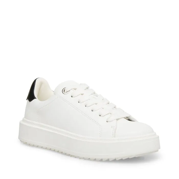Steve Madden Catcher White Black Womens Sneakers