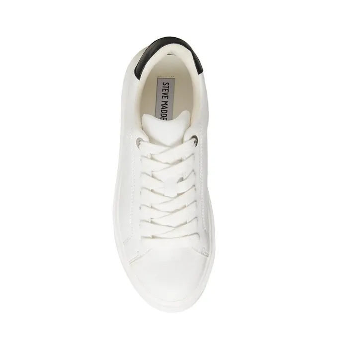 Steve Madden Catcher White Black Womens Sneakers