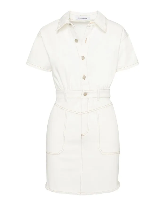 Steve Madden Denim Button Up Dress White Womens Dresses Steve Madden Denim Button Up Dress White Womens Dresses