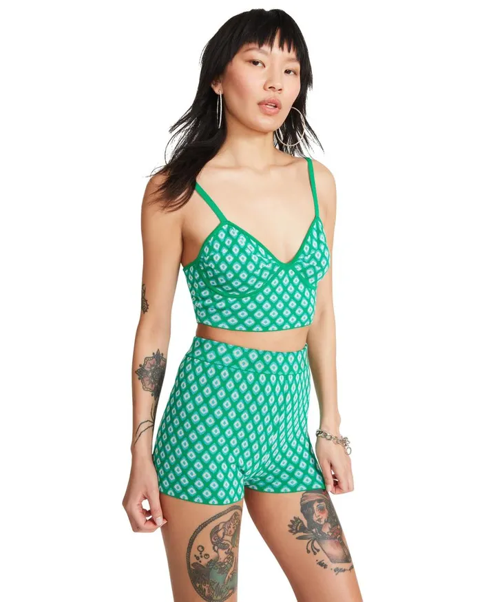 Steve Madden Knit Crop Set Green Womens Bottoms