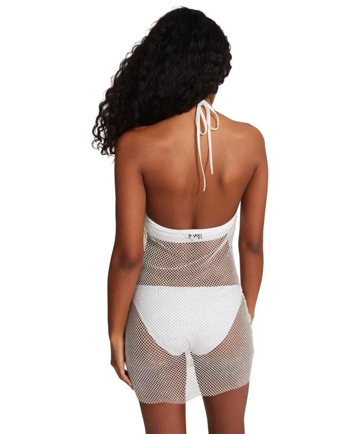Steve Madden Mesh Rhinestone Dress White Womens Dresses