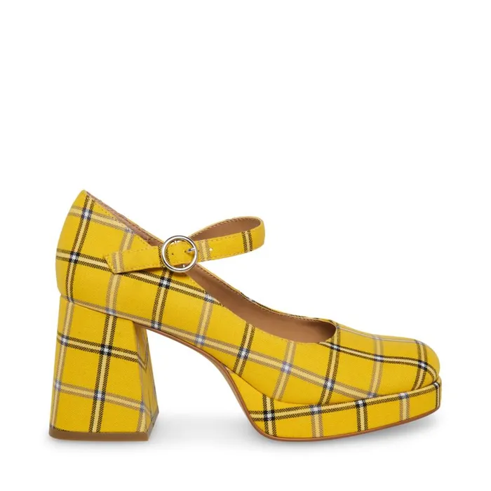 Steve Madden Mingle Yellow Plaid Womens Loafers