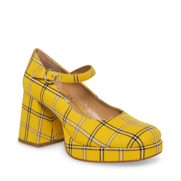 Steve Madden Mingle Yellow Plaid Womens Loafers