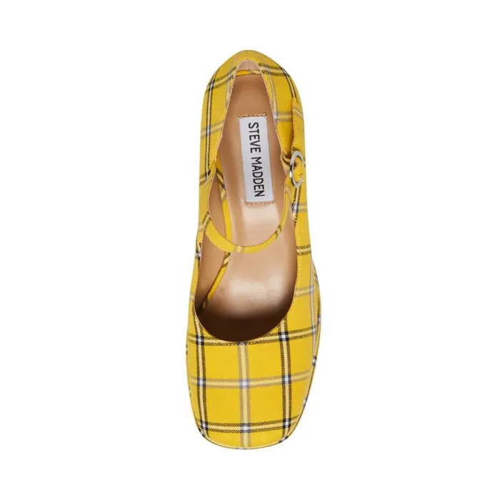 Steve Madden Mingle Yellow Plaid Womens Loafers