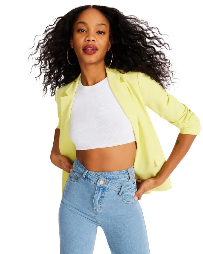 Steve Madden Neon Blazer Yellow Womens Jackets and Coats