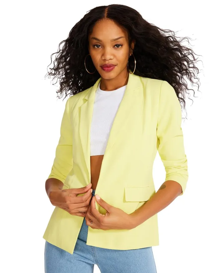 Steve Madden Neon Blazer Yellow Womens Jackets and Coats