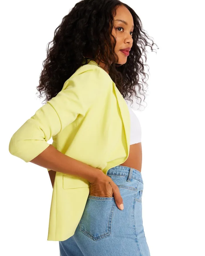 Steve Madden Neon Blazer Yellow Womens Jackets and Coats