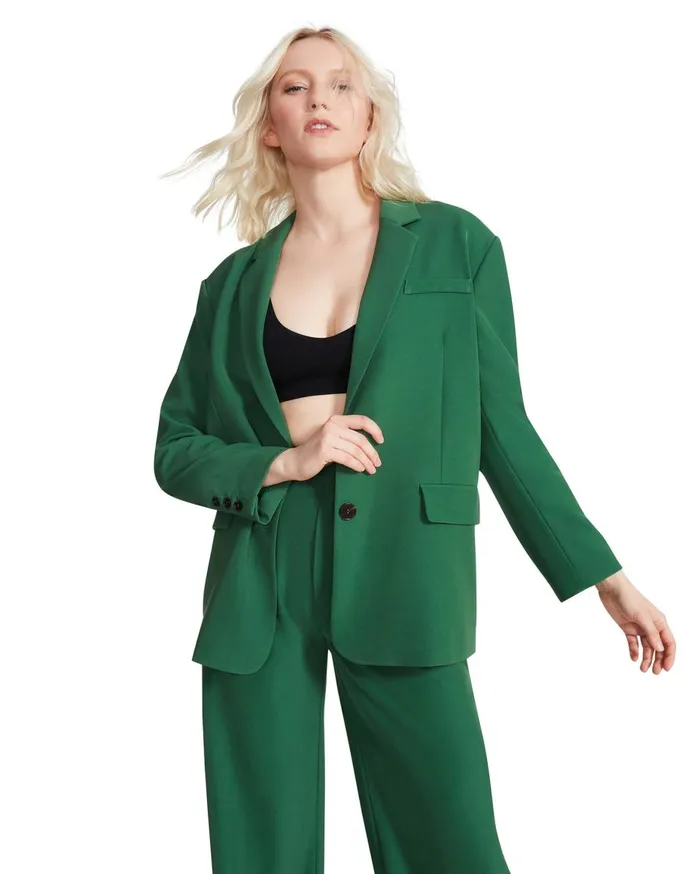 Steve Madden Oversized Blazer Green Womens Jackets and Coats