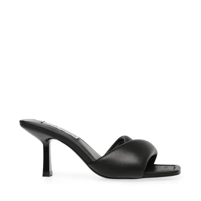 Steve Madden Thai Black Leather Womens Mules