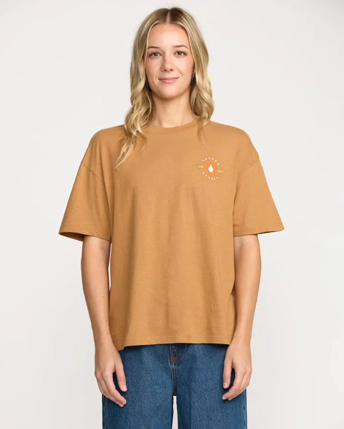 Stone Dream Boyfriend Tee 8211 Vintage Brown Womens Volcom Tops