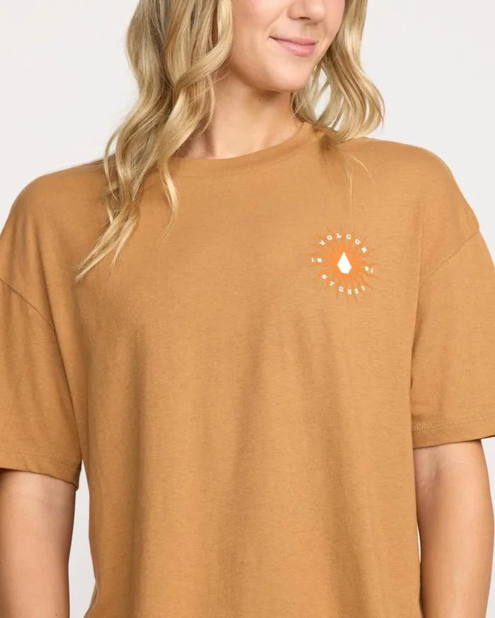 Stone Dream Boyfriend Tee 8211 Vintage Brown Womens Volcom Tops