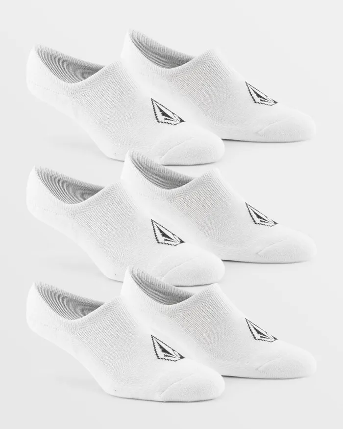 Stones No Show Sock 3 Pack 8211 White Mens Volcom Accessories
