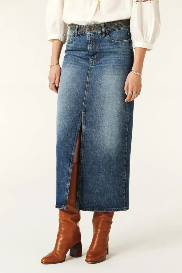 StraightCut Skirt Math Blue Women Baandsh Skirts and Shorts