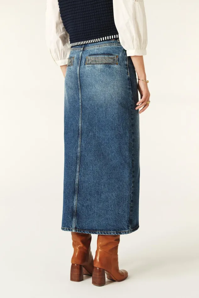 StraightCut Skirt Math Blue Women Baandsh Skirts and Shorts
