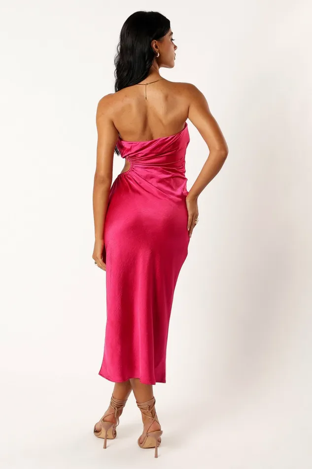 Strapless Dresses Saraya Midi Dress Hot Pink 8211 Petal and Pup Women