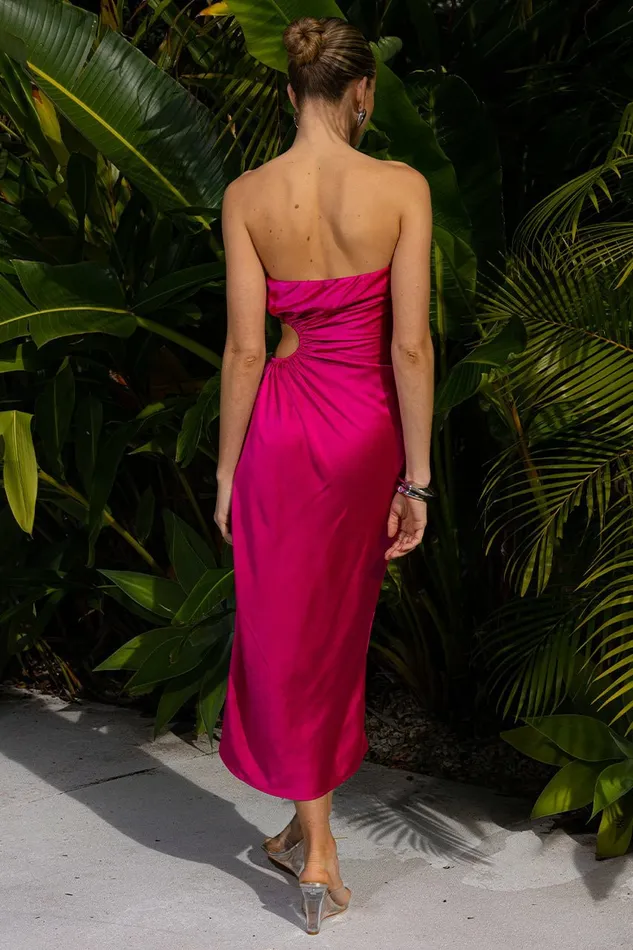 Strapless Dresses Saraya Midi Dress Hot Pink 8211 Petal and Pup Women