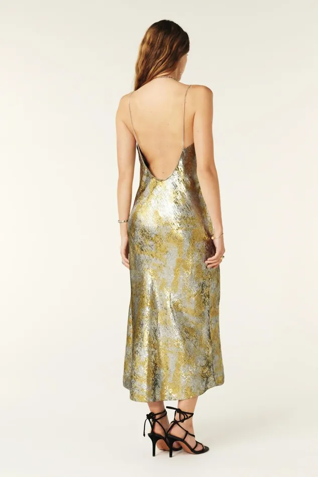 Strappy Midi Dress Flavia Gold Women Baandsh Dresses
