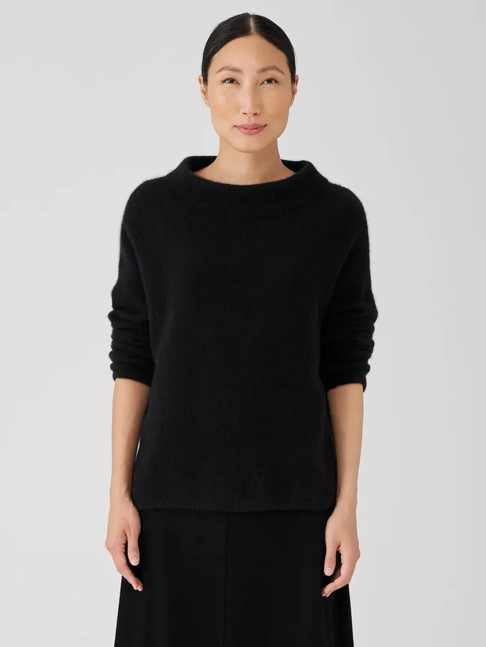 Sweaters and Cardigans Women Eileen Fisher Cashmere Silk Bliss Funnel Neck Top Black Sweaters and Cardigans Women Eileen Fisher Cashmere Silk Bliss Funnel Neck Top Black