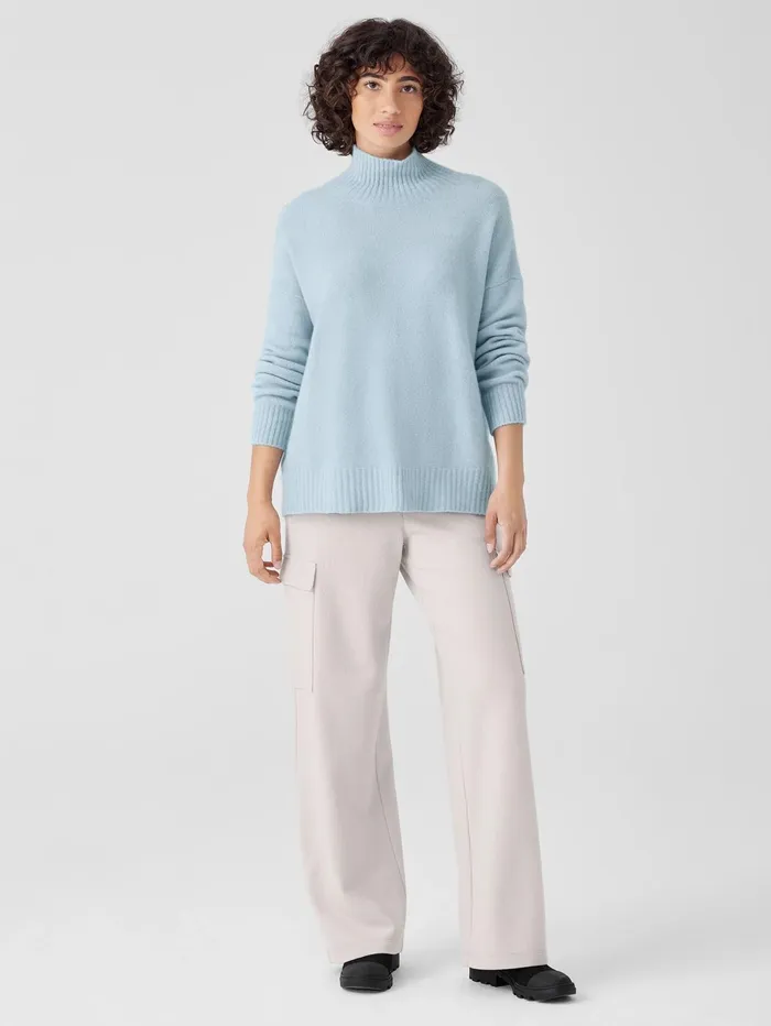 Sweaters and Cardigans Women Eileen Fisher Cashmere Silk Bliss Turtleneck BoxTop Frost