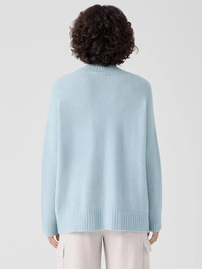 Sweaters and Cardigans Women Eileen Fisher Cashmere Silk Bliss Turtleneck BoxTop Frost