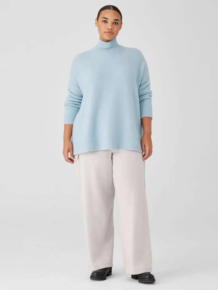 Sweaters and Cardigans Women Eileen Fisher Cashmere Silk Bliss Turtleneck BoxTop Frost