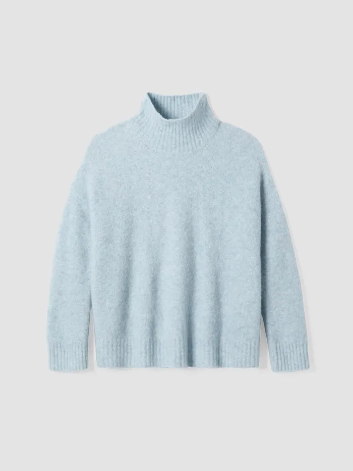Sweaters and Cardigans Women Eileen Fisher Cashmere Silk Bliss Turtleneck BoxTop Frost