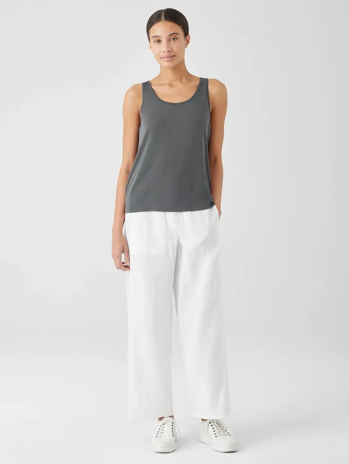 Sweaters and Cardigans Women Eileen Fisher Stretch Silk Jersey Scoop Neck Tank Black