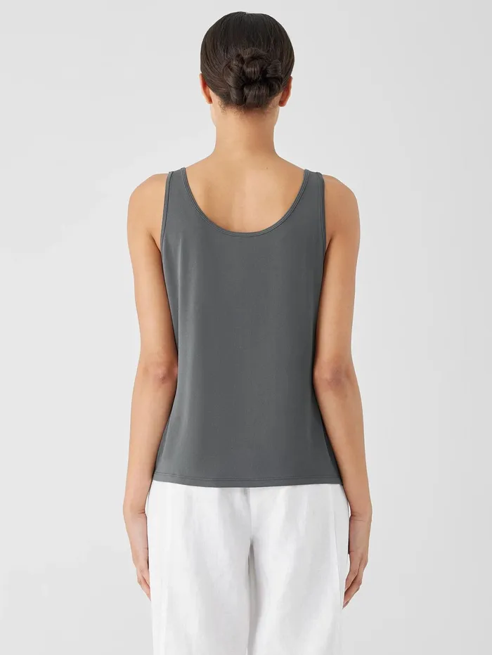 Sweaters and Cardigans Women Eileen Fisher Stretch Silk Jersey Scoop Neck Tank Black