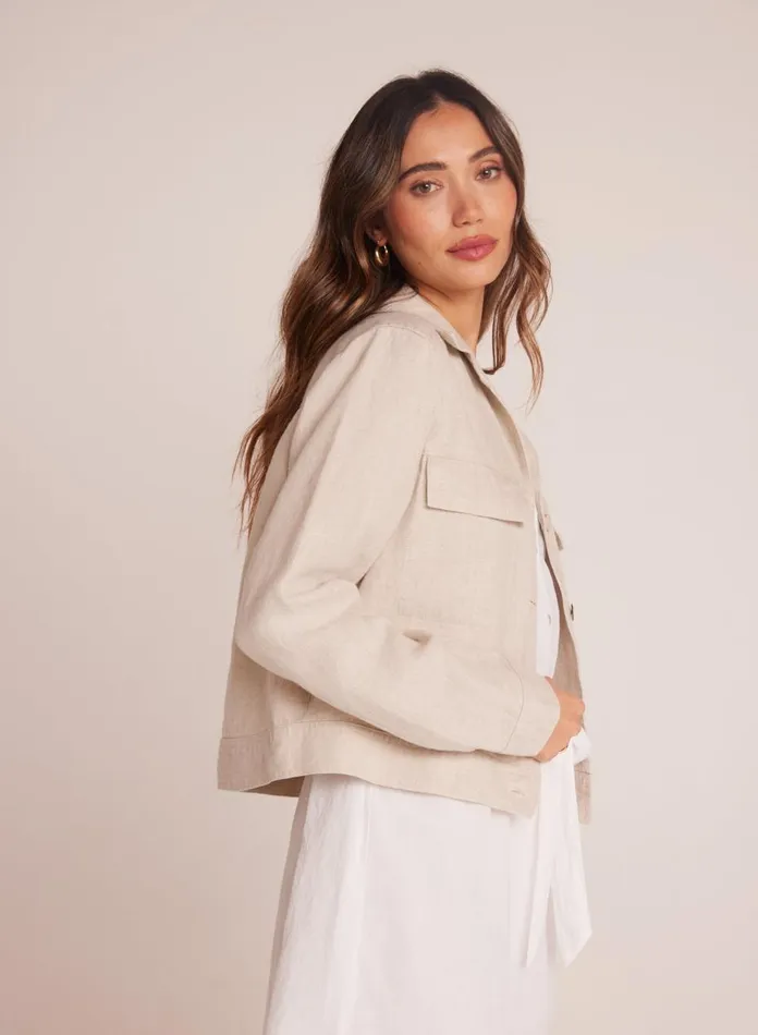 Sweaters and Jackets Women Bella Dahl Flap Pocket Shirt Jacket 8211 Linen Sand