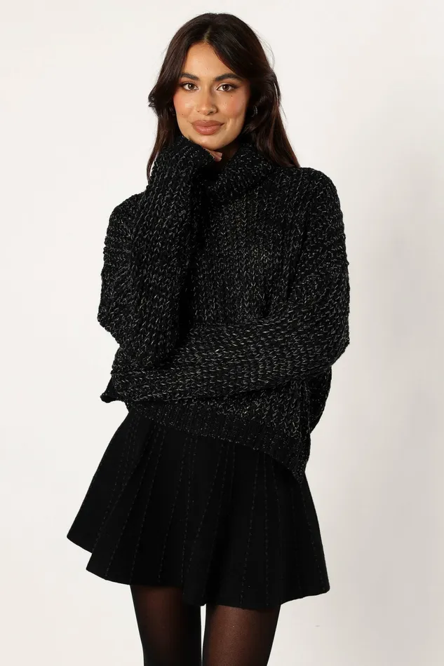 Sweaters Eleanor Lurex Shine Knit Sweater Black 8211 Petal and Pup Women