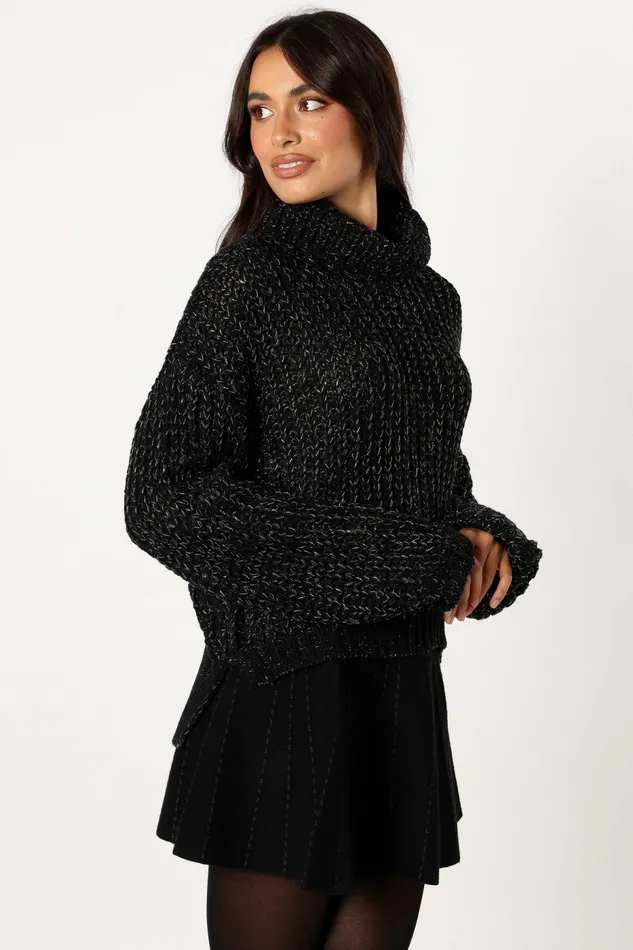 Sweaters Eleanor Lurex Shine Knit Sweater Black 8211 Petal and Pup Women