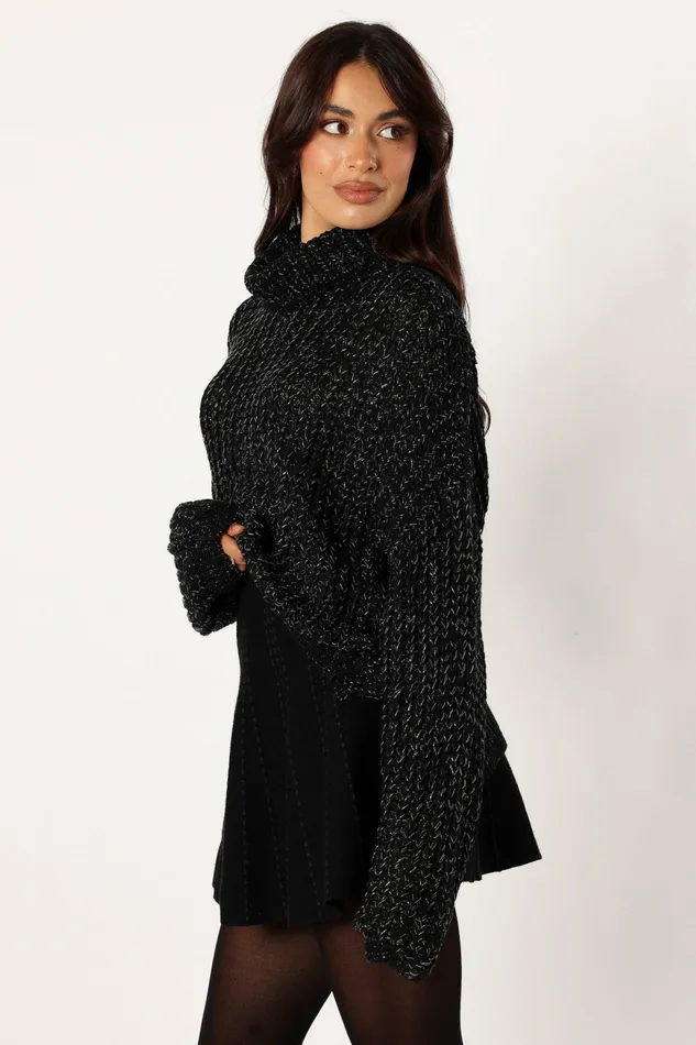 Sweaters Eleanor Lurex Shine Knit Sweater Black 8211 Petal and Pup Women