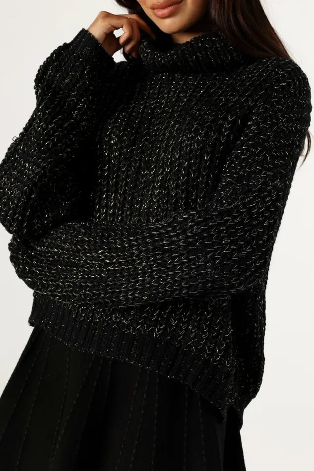 Sweaters Eleanor Lurex Shine Knit Sweater Black 8211 Petal and Pup Women