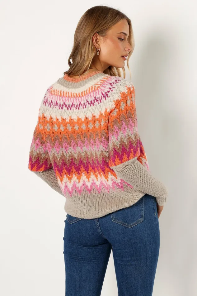 Sweaters Petal and Pup Women Emerson Fairisle Knit Sweater OrangePink