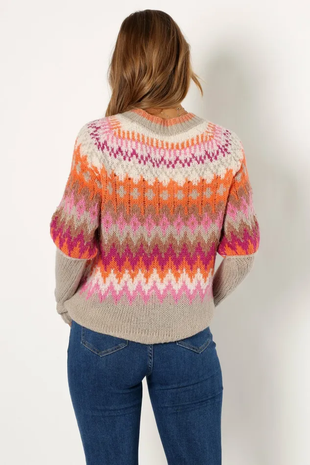 Sweaters Petal and Pup Women Emerson Fairisle Knit Sweater OrangePink