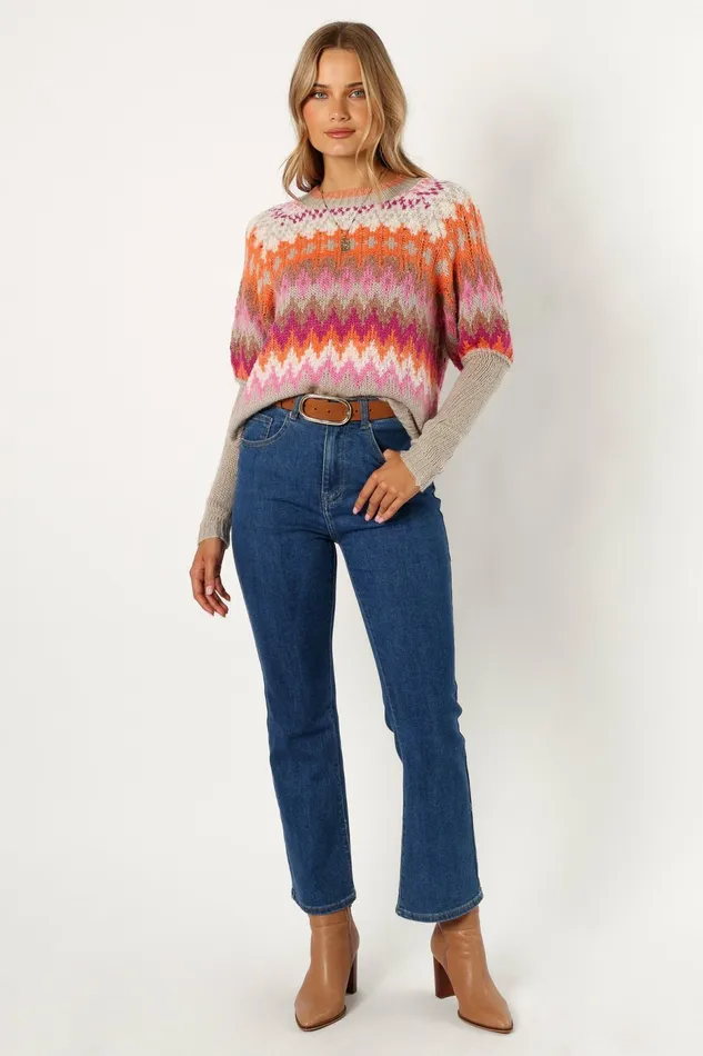 Sweaters Petal and Pup Women Emerson Fairisle Knit Sweater OrangePink