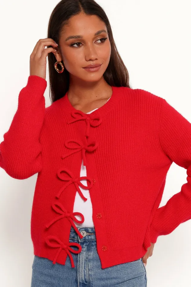 Sweaters Petal and Pup Women Wilde Bow Front Cardigan Red
