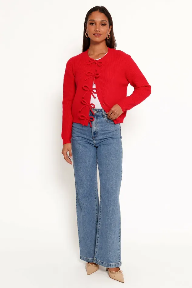 Sweaters Petal and Pup Women Wilde Bow Front Cardigan Red