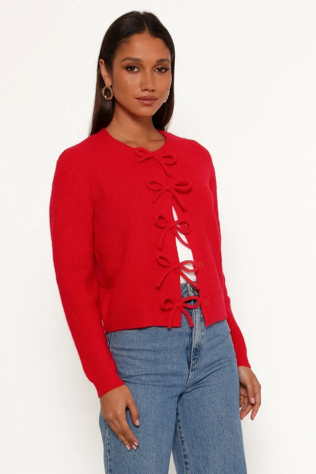 Sweaters Petal and Pup Women Wilde Bow Front Cardigan Red
