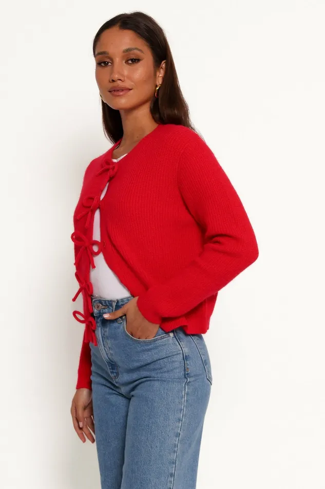 Sweaters Petal and Pup Women Wilde Bow Front Cardigan Red