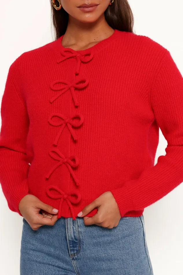 Sweaters Petal and Pup Women Wilde Bow Front Cardigan Red