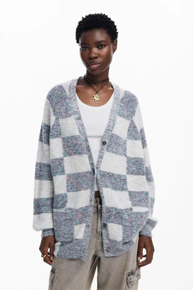 Sweaters Women Desigual Combined Knit Cardigan White