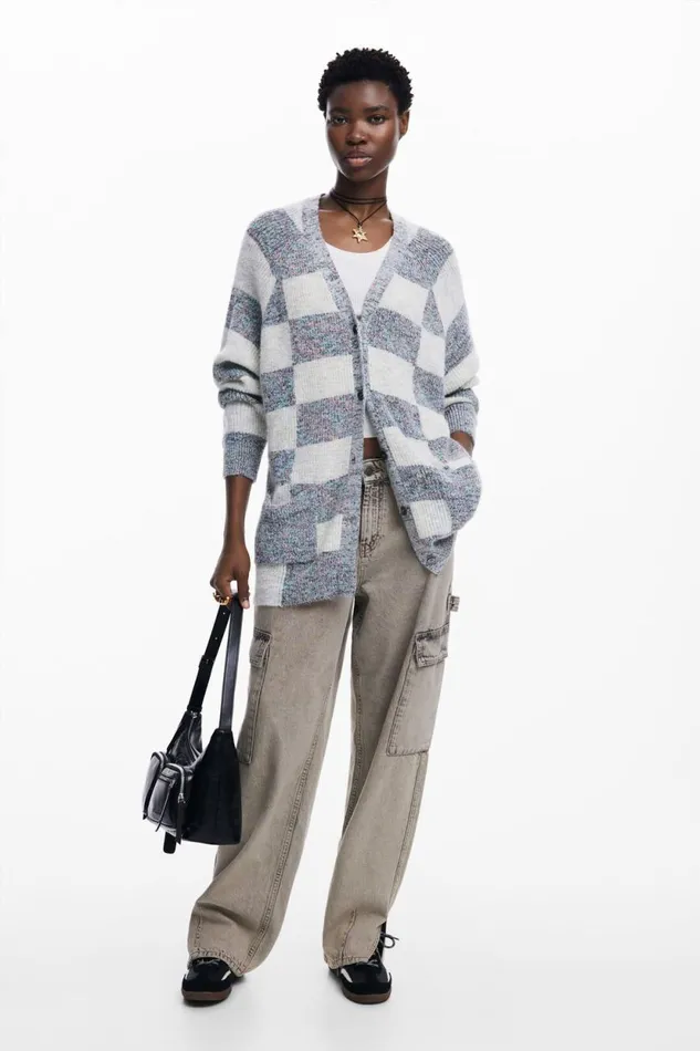 Sweaters Women Desigual Combined Knit Cardigan White