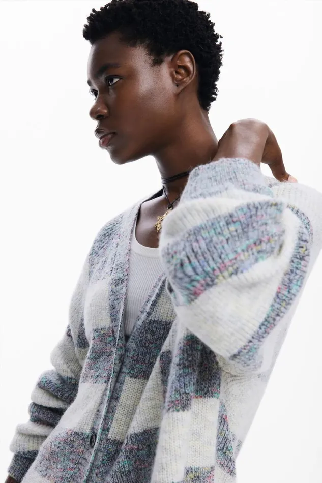 Sweaters Women Desigual Combined Knit Cardigan White
